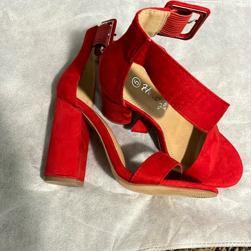 Red block heels